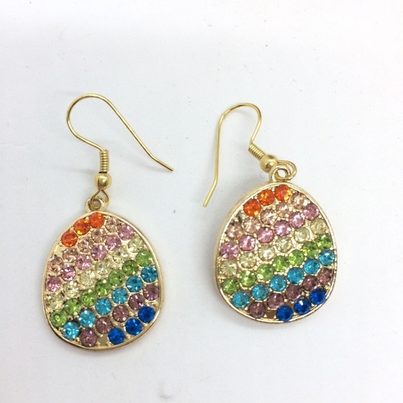 3/$30 RAINBOW MULTI COLOR RHINESONE GOLD TONE PRIDE EARRINGS - Picture 8 of 11